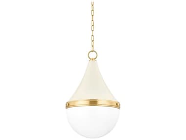 Mitzi Ciara 14" 1-Light Aged Brass Soft Cream White Glass Pendant MITH787701LAGBSCR