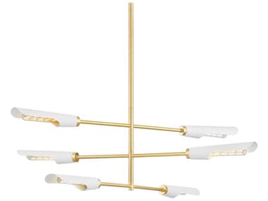 Mitzi Harperrose 48" Wide 6-Light Aged Brass Soft White Linear Tiered Chandelier MITH828806AGBSWH