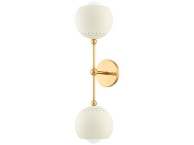 Mitzi Saylor 23" Tall 2-Light Aged Brass Soft Cream Wall Sconce MITH832102AGBSCR