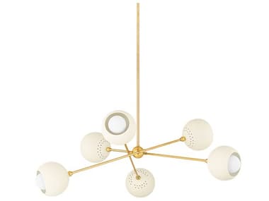 Mitzi Saylor 40" Wide 6-Light Aged Brass Soft Cream Chandelier MITH832806AGBSCR