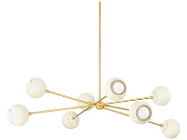 Mitzi Saylor 53" Wide 8-Light Aged Brass Soft Cream Chandelier MITH832808AGBSCR