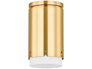 Mitzi Asa 4" 1-Light Aged Brass Cylinder Flush Mount MITH870501AGB