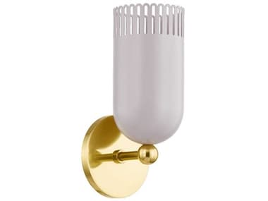 Mitzi Liba 10" Tall 1-Light Aged Brass Soft Peignoir White Wall Sconce MITH884101AGBSPG