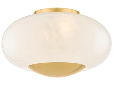 Mitzi Lottie 2-Light Aged Brass Round Flush Mount MITH899501AGB