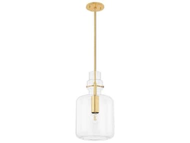 Mitzi Lumi 11" 1-Light Aged Brass Cylinder Mini Pendant MITH902701SAGB