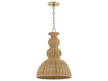 Mitzi Mayla 15" 1-Light Aged Brass Brown Geometric Pendant MITH919701SAGB