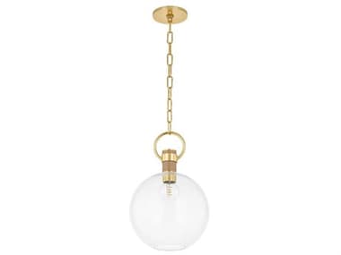 Mitzi Catrine 12" 1-Light Aged Brass Globe Mini Pendant MITH933701SAGB