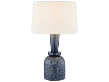 Mitzi Mandy Cheng Russo Aged Brass Ceramic Washed Cobalt White Linen Fabric Blue Buffet Lamp MITHL1042201AGBCDB