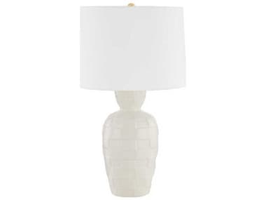 Mitzi Dawn Aged Brass White Linen Buffet Lamp MITHL548201AGBCSC