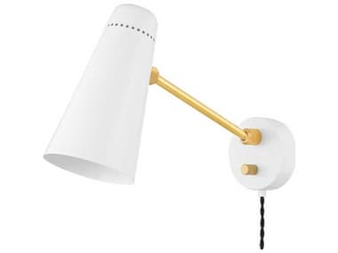 Mitzi Alex 9" Tall 1-Light Aged Brass White Swing Wall Sconce MITHL598201AGBSWH