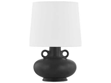 Mitzi Rikki Aged Brass White Linen Black Table Lamp MITHL613201BAGBCRC