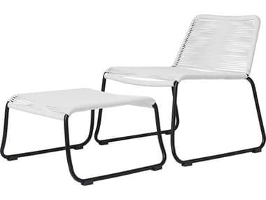 Modloft Outdoor Barclay White Cord Steel Wicker Lounge Chair with Ottoman MLODEPANLCFTWHT