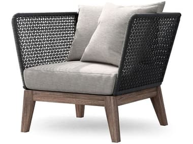 Modloft Outdoor Netta Feather Gray Fabric Wicker Wood Cushion Lounge Chair MLODEPX1SADLTEGRA