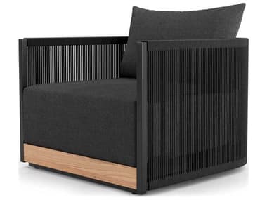 Modloft Outdoor Clifton Peppercorn Rope Steel Cushion Lounge Chair MLOMD1012BLK