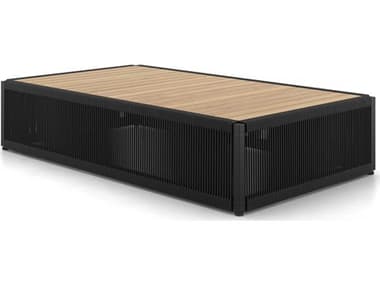 Modloft Outdoor Clifton Teak 55'' Wide Rope Steel Rectangular Coffee Table MLOMD1016BLK