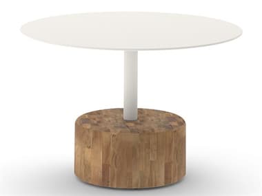 MamaGreen Glyph Aluminum Teak 23.5'' Wide Round Low Table MMGGLY01