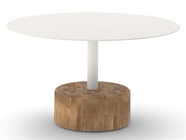 MamaGreen Glyph Aluminum Teak 31'' Wide Round Low Table MMGGLY02