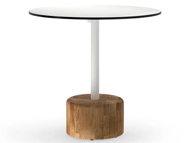 MamaGreen Glyph Aluminum Teak 31.5'' Round Bistro Table MMGGLY07