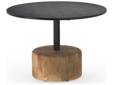 MamaGreen Glyph Aluminum Teak 31'' Wide Round Low Table MMGGLY12F58F09T54