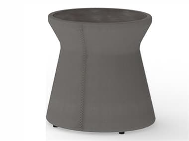 MamaGreen Stizzy Quick Ship Faux Leather Grey Taupe 17'' Wide Round End Table MMGMI216U35T39