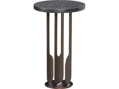 Mr. & Mrs. Howard Ratean Round Wood Antique Bronze End Table MMHMH2532291