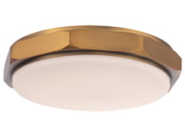 Modern Forms Grommet 13" 1-Light Aged Brass Glass LED Round Flush Mount MOFFM30213AB