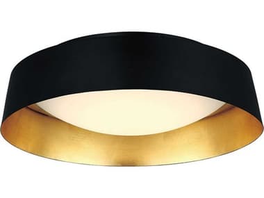 Modern Forms Gilt 18" 1-Light Black Gold Leaf LED Round Flush Mount MOFFM51318GL