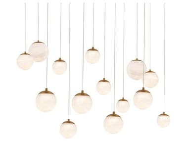 Modern Forms Pisces 14-Light Aged Brass Globe Island Pendant MOFPD34414LAB