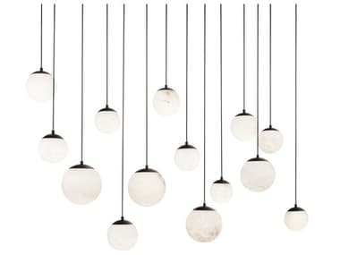 Modern Forms Pisces 14-Light Black Globe Island Pendant MOFPD34414LBK