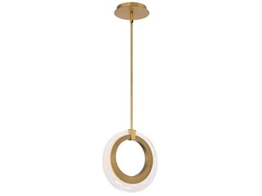 Modern Forms Serenity 10&quot; 1-Light Aged Brass Glass LED Round Mini Pendant MOFPD38210AB