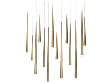 Modern Forms Cascade 14-Light Aged Brass Linear Island Pendant MOFPD41714LAB