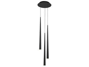 Modern Forms Cascade 12" 3-Light Black Glass LED Mini Pendant MOFPD41803RBK