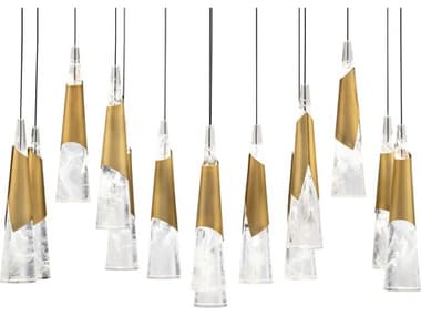 Modern Forms Kilt 14-Light Aged Brass Island Pendant MOFPD44414LAB