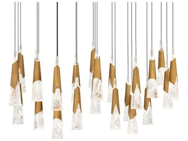 Modern Forms Kilt 23-Light Aged Brass Island Pendant MOFPD44423LAB