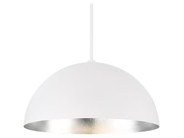 Modern Forms Yolo 26" 1-Light White Silver Leaf Glass LED Dome Pendant MOFPD55726SL