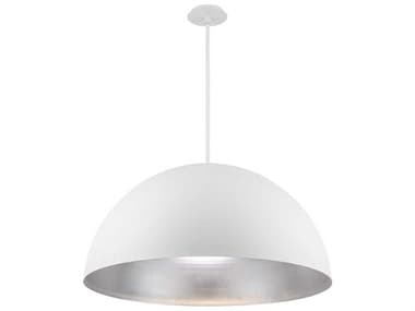 Modern Forms Yolo 35" 1-Light White Silver Leaf Glass LED Dome Pendant MOFPD55735SL