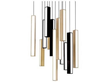 Modern Forms Chaos 13-Light Black Aged Brass Geometric Linear Pendant MOFPD64813SBKABBK