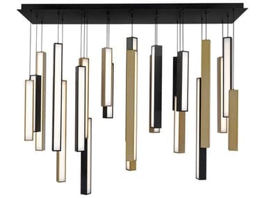 Modern Forms Chaos 23-Light Black Aged Brass Geometric Linear Island Pendant MOFPD64823LBKABBK