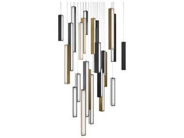 Modern Forms Chaos 25-Light Black Aged Brass Geometric Linear Pendant MOFPD64825SBKABBK