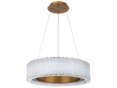 Modern Forms Rhiannon 28" 1-Light Aged Brass Crystal LED Round Pendant MOFPD70128AB