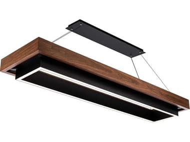 Modern Forms Hustler 1-Light Black Dark Walnut Brown LED Linear Island Pendant MOFPD70354BKDW