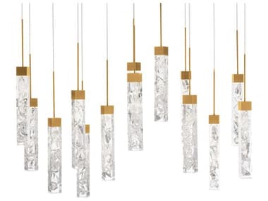 Modern Forms Minx 14-Light Aged Brass Linear Island Pendant MOFPD78014LAB