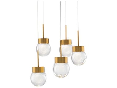 Modern Forms Double Bubble 5-Light Aged Brass Globe Pendant MOFPD82005RAB