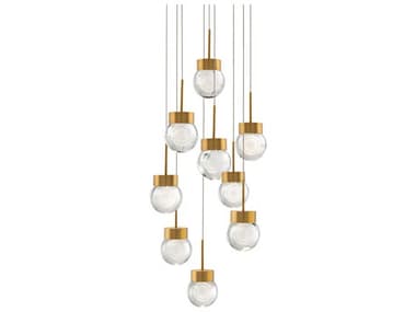 Modern Forms Double Bubble 9-Light Aged Brass Globe Pendant MOFPD82009RAB