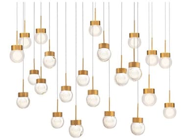 Modern Forms Double Bubble 23-Light Aged Brass Globe Island Pendant MOFPD82023LAB