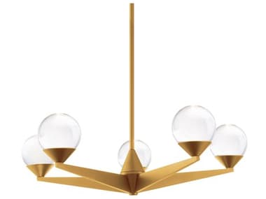 Modern Forms Double Bubble 22" Wide 5-Light Aged Brass Glass LED Globe Chandelier MOFPD82024AB