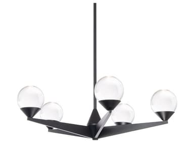 Modern Forms Double Bubble 22" Wide 5-Light Black Glass LED Globe Chandelier MOFPD82024BK