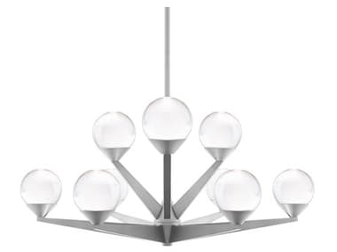 Modern Forms Double Bubble 23" Wide 9-Light Satin Nickel Glass LED Globe Tiered Chandelier MOFPD82027SN