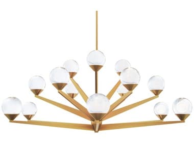 Modern Forms Double Bubble 42" Wide 15-Light Aged Brass Glass LED Globe Tiered Chandelier MOFPD82042AB