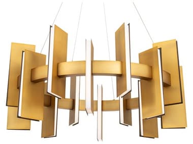 Modern Forms Ronan 1-Light Aged Brass Geometric Round Pendant MOFPD9533AB